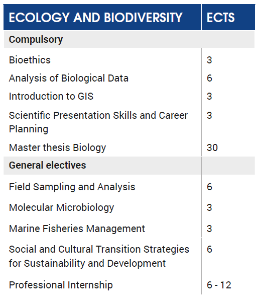 Overview compulsory courses